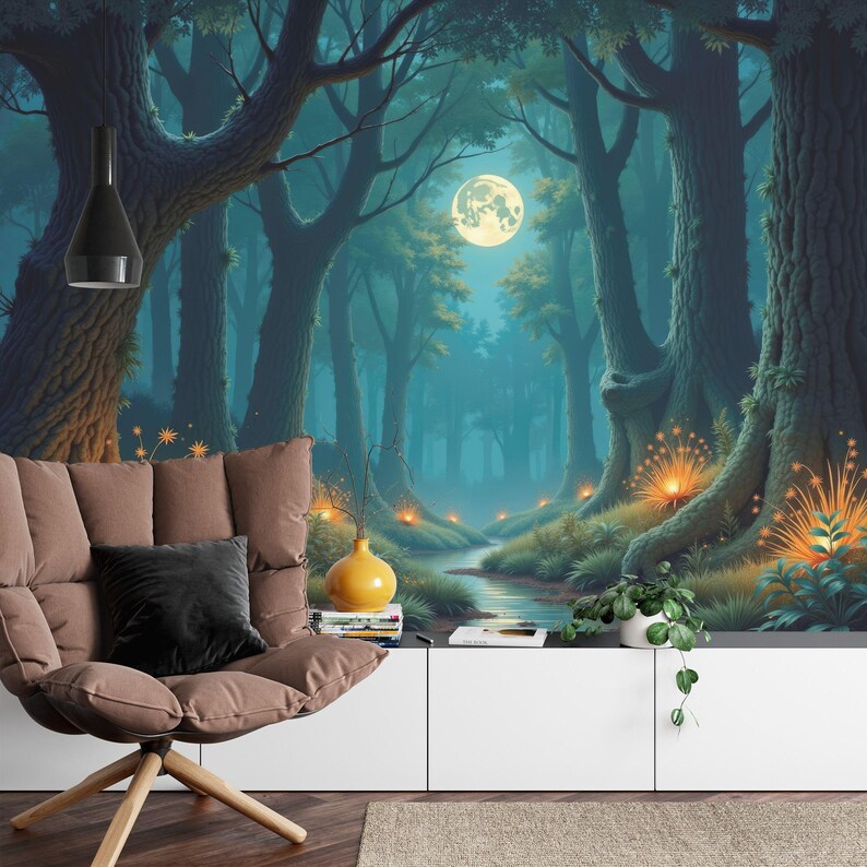 Magical Moonlit River Wallpaper Mural