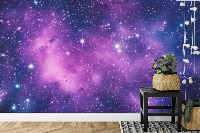 Galaxy Stars Wall Mural | Violet Azure Space Wallpaper