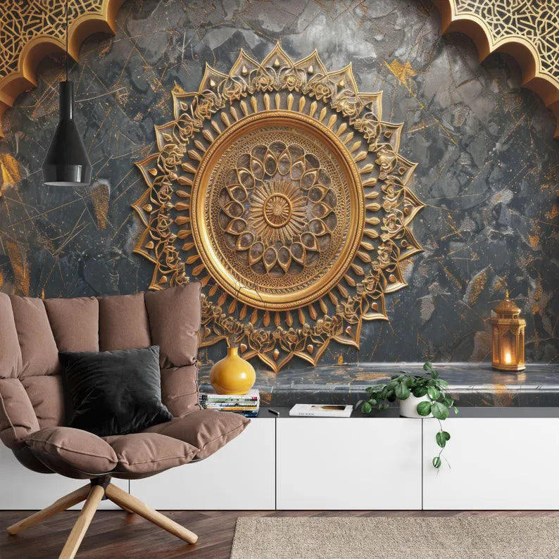 panoramic wall mural wallpaper presenting the complete artwork layout designed for large interior wall spaces wall decor wa