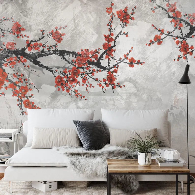 Japanese Sakura Branches Wall Mural