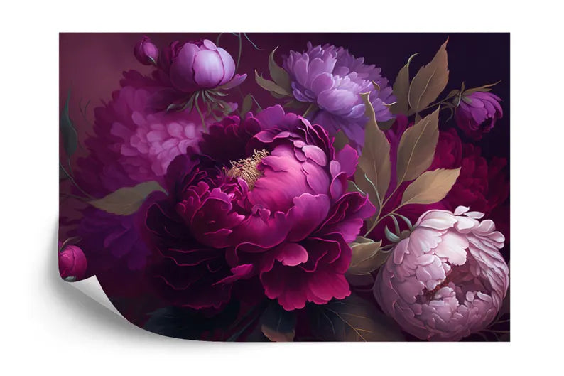 Baroque Peonies Wallpaper Mural, Rich Deep Colors
