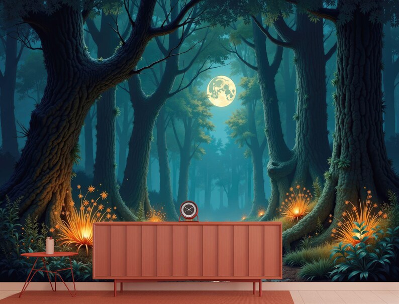 Magical Moonlit River Wallpaper Mural