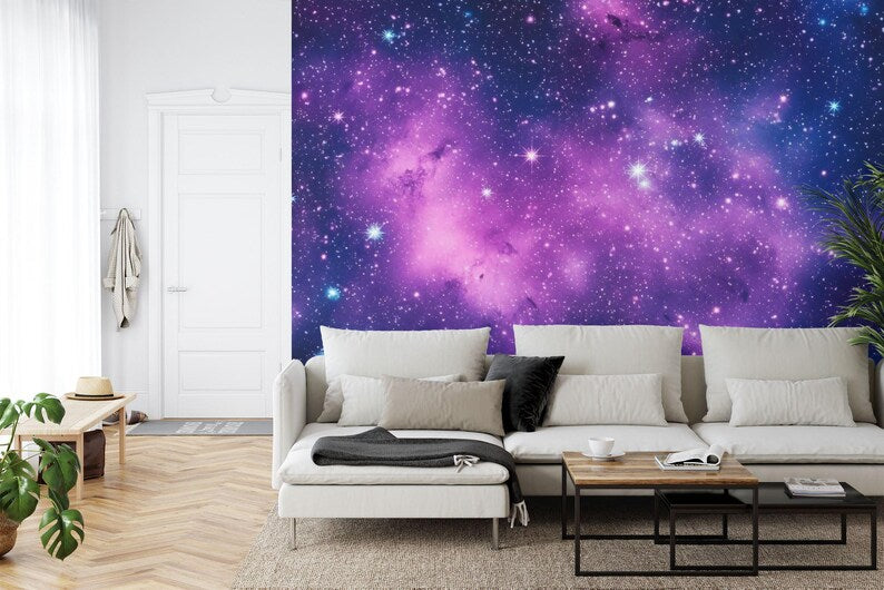 Galaxy Stars Wall Mural | Violet Azure Space Wallpaper