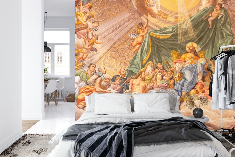 Renaissance Christ the King Fresco, Art Print Wallpaper