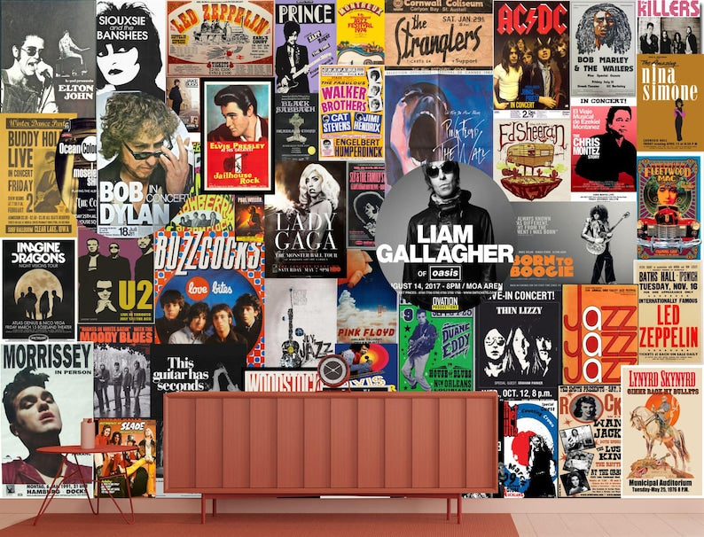 Vintage Concert Posters Wallpaper Mural