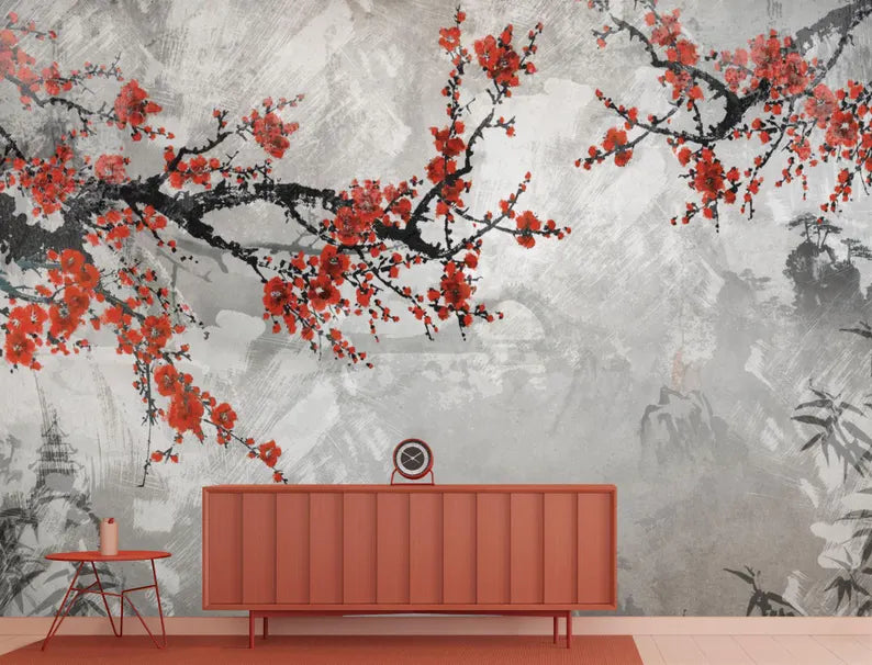 Japanese Sakura Branches Wall Mural