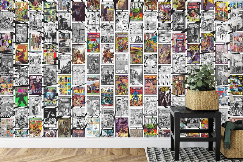 Vintage Comic Book Collage Wallpaper Mural