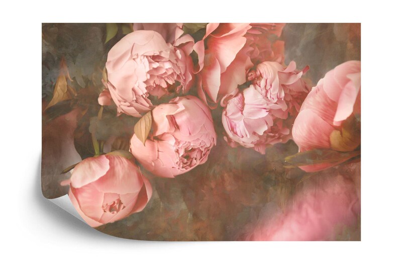Baroque Peony Flower Wallpaper Mural, Rich Deep Colors