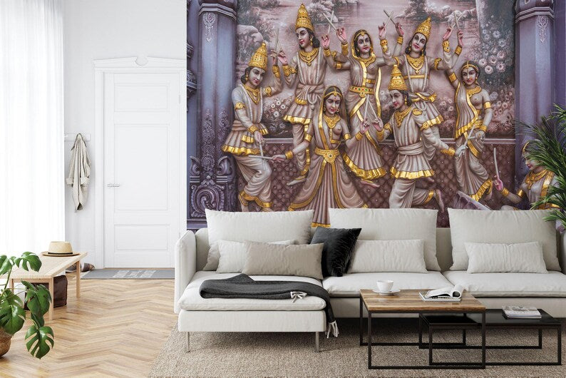 Hindu Temple Wall Mural, Religious Statues Gift