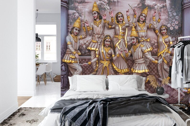 Hindu Temple Wall Mural, Religious Statues Gift