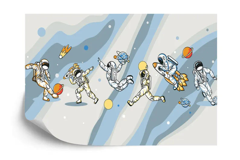 Astronaut Sports Kids Room Wallpaper Art Print