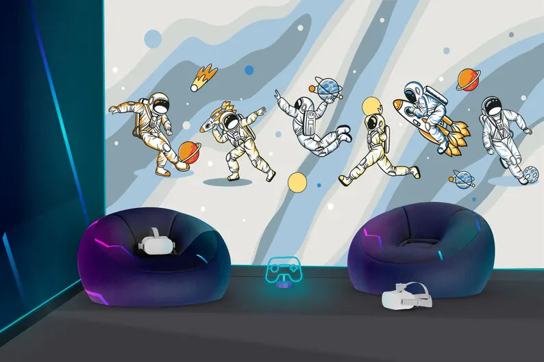 Astronaut Sports Kids Room Wallpaper Art Print