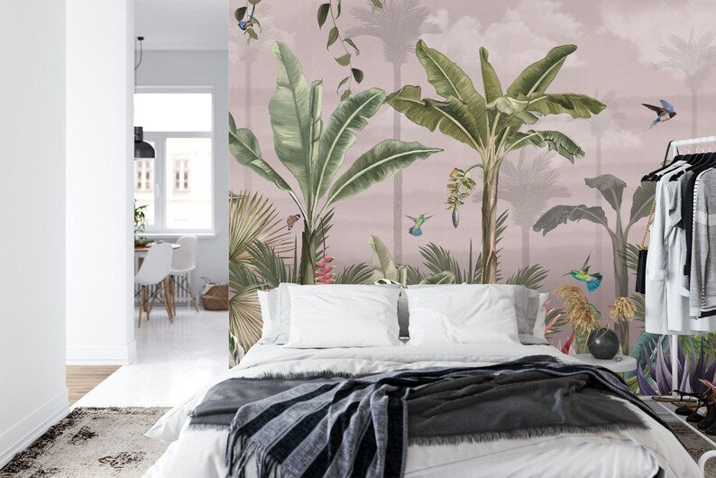 Watercolor Tropical Rainforest Wallpaper Mural Art Print