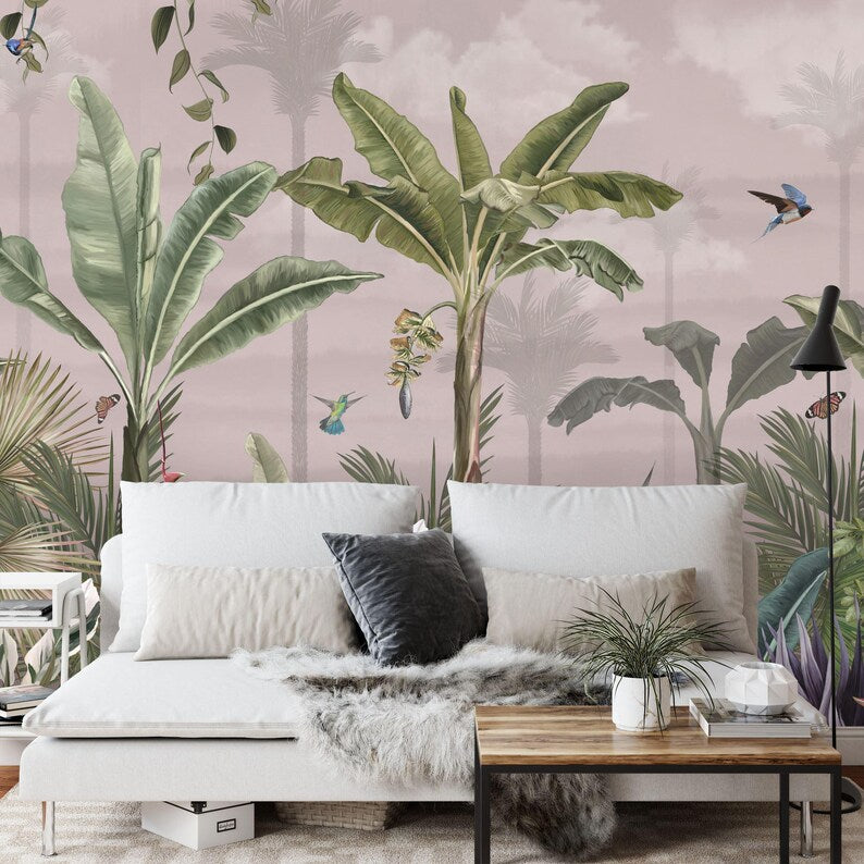 Watercolor Tropical Rainforest Wallpaper Mural Art Print