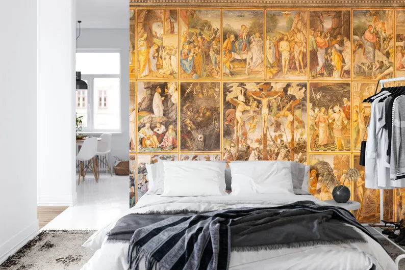 Renaissance Fresco Mural, New Testament Peel and Stick Wallpaper