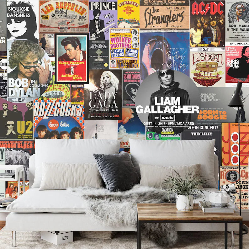 Vintage Concert Posters Wallpaper Mural