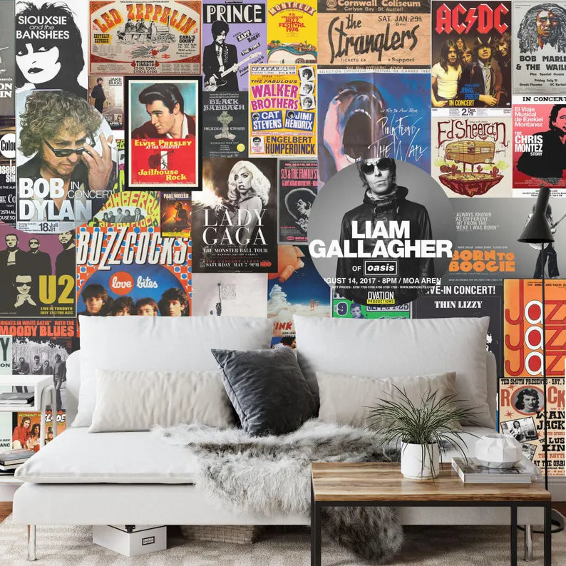 Vintage Concert Posters Wallpaper Mural Art Print