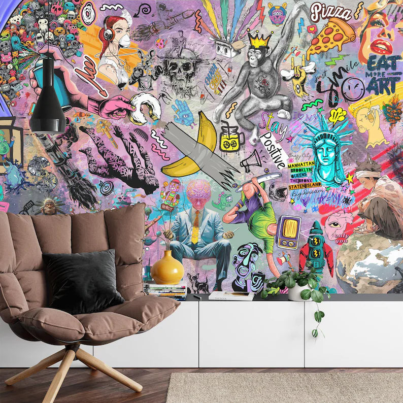 Street Art Graffiti Wallpaper Mural: Modern Urban Style