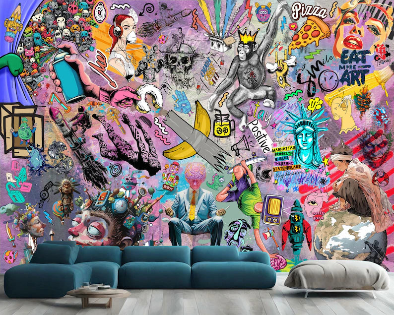 Street Art Graffiti Wallpaper Mural: Modern Urban Style