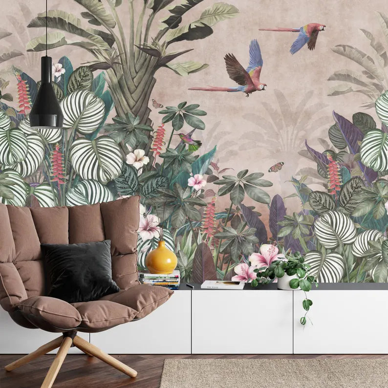 Watercolor Tropical Rainforest Wallpaper Mural Gift