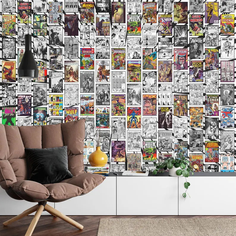 Vintage Comic Book Collage Wallpaper Mural