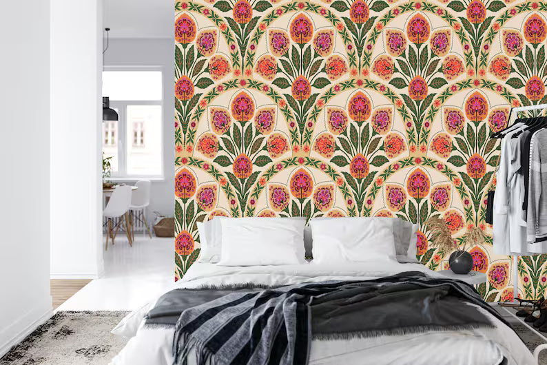 Art Deco Floral Wallpaper Mural, Art Nouveau