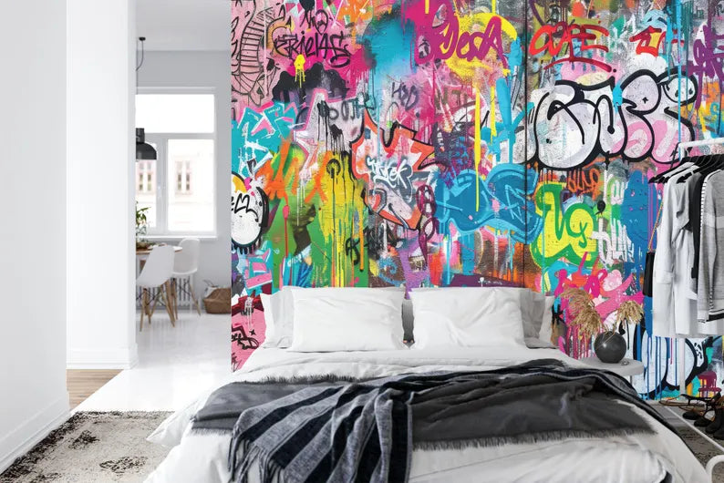 Graffiti Wall Mural, Urban Street Art Wallpaper