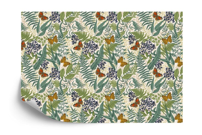 Art Deco Floral Wallpaper Mural, Art Print