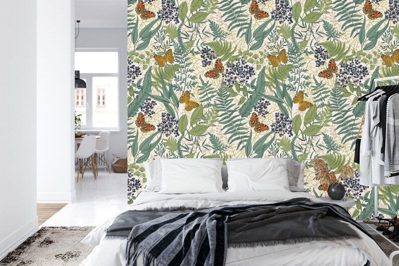 Art Deco Floral Wallpaper Mural, Art Print