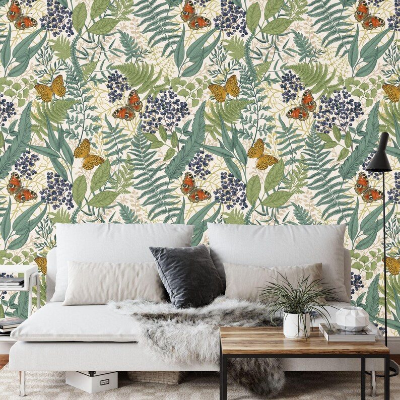Art Deco Floral Wallpaper Mural, Art Print