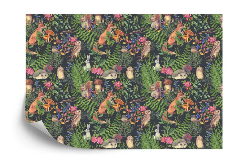 Floral Forest Wallpaper Mural, Art Deco Gift