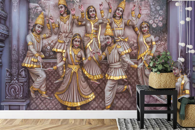 Hindu Temple Wall Mural, Religious Statues Gift