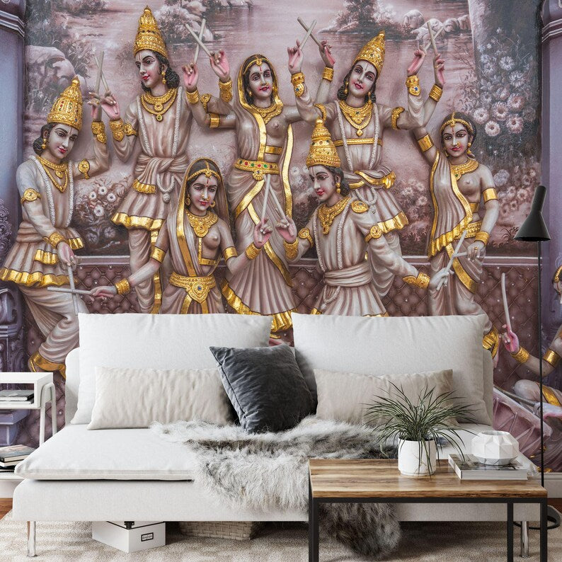 Hindu Temple Wall Mural, Religious Statues Gift