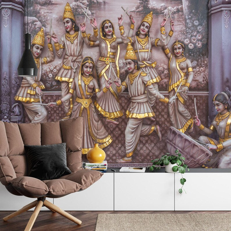 Hindu Temple Wall Mural, Religious Statues Gift
