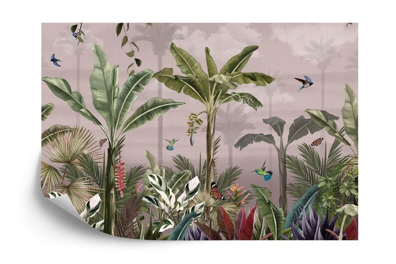 Watercolor Tropical Rainforest Wallpaper Mural Art Print