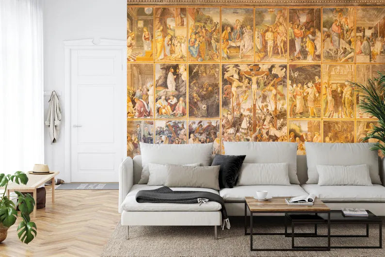 Renaissance Fresco Mural, New Testament Peel and Stick Wallpaper