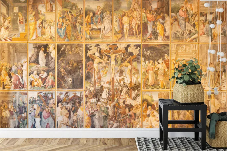 Renaissance Fresco Mural, New Testament Peel and Stick Wallpaper
