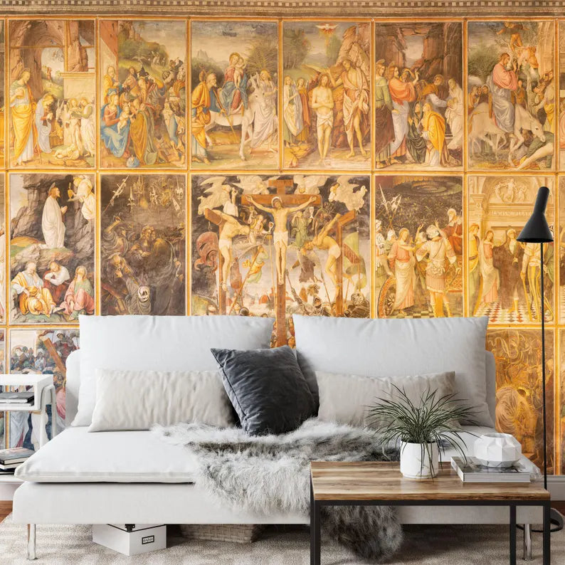 Renaissance Fresco Mural, New Testament Peel and Stick Wallpaper