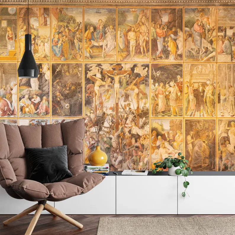 Renaissance Fresco Mural, New Testament Peel and Stick Wallpaper