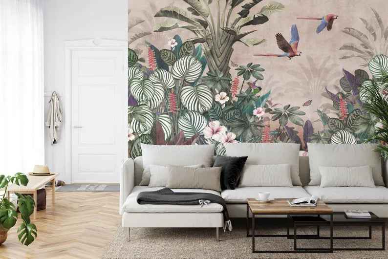 Watercolor Tropical Rainforest Wallpaper Mural Gift