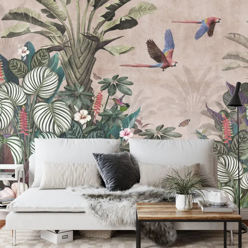 Watercolor Tropical Rainforest Wallpaper Mural Gift