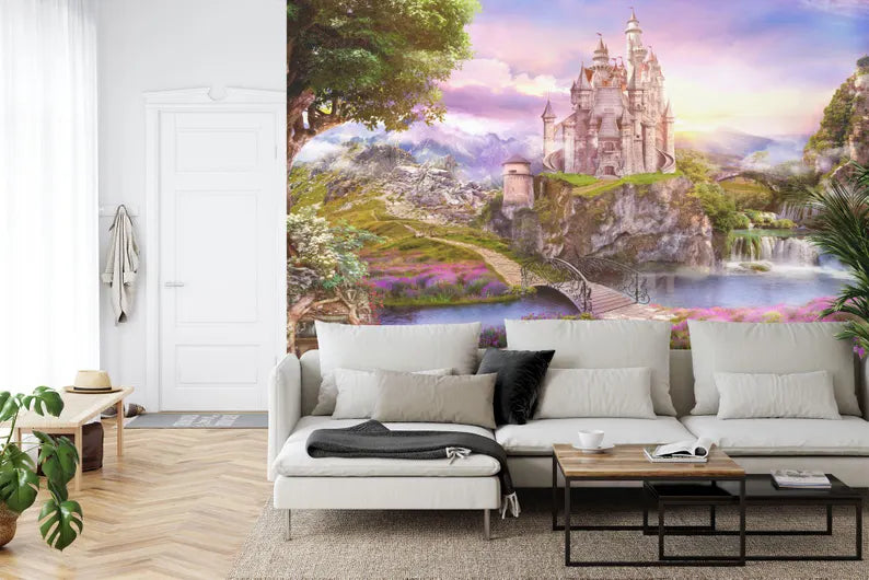 Colorful Princess Castle Wall Mural, Art Print