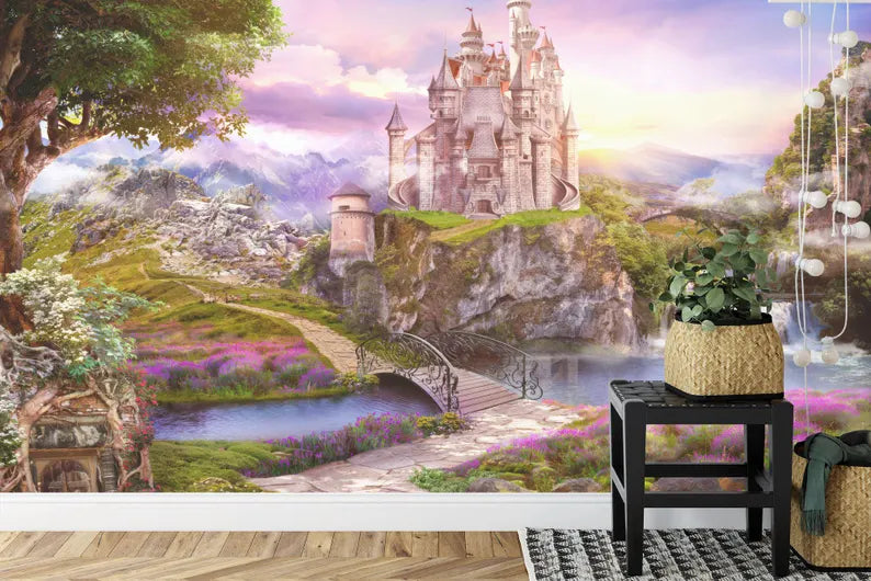 Colorful Princess Castle Wall Mural, Art Print