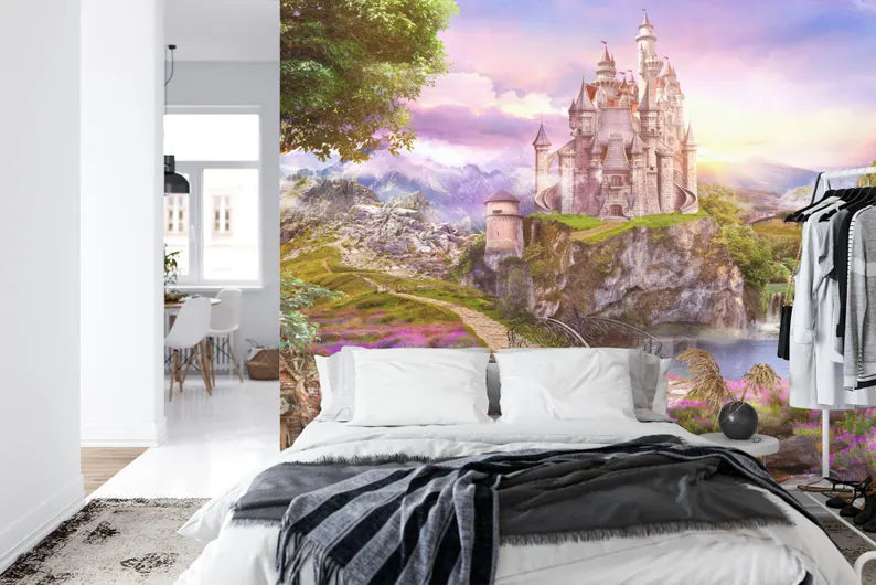 Colorful Princess Castle Wall Mural, Art Print