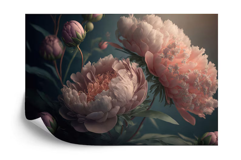 Baroque Peony Flower Wall Mural, Rich Colors Gift