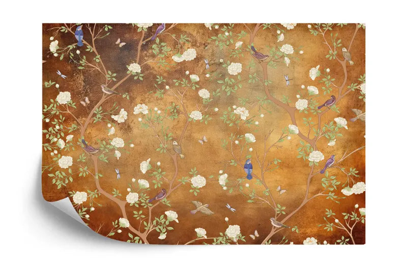 Vintage Chinoiserie Floral Bird Wallpaper Mural