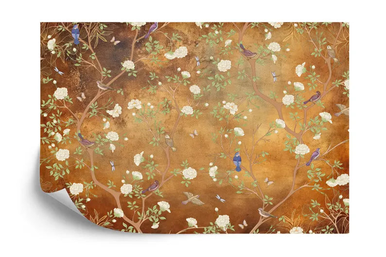 Vintage Chinoiserie Floral Wallpaper Mural - Birds & Flowers