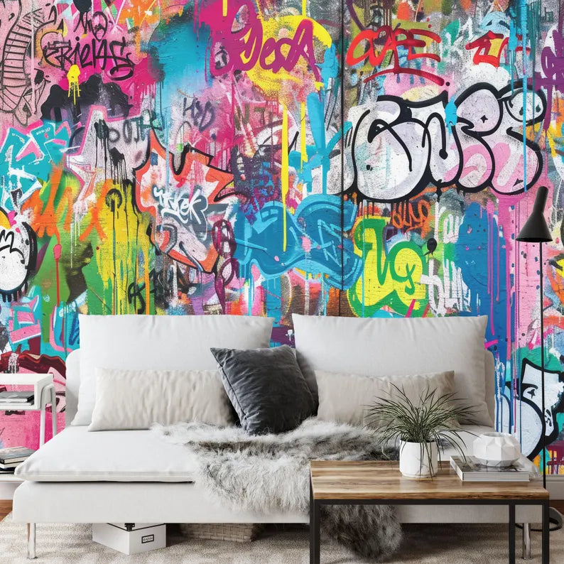 Graffiti Wall Mural, Urban Street Art Wallpaper