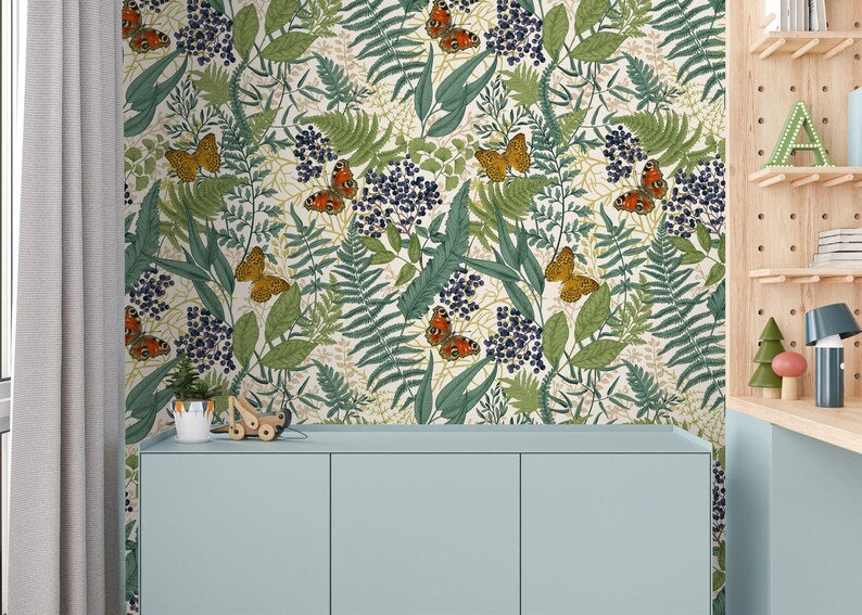 Art Deco Floral Wallpaper Mural, Art Print