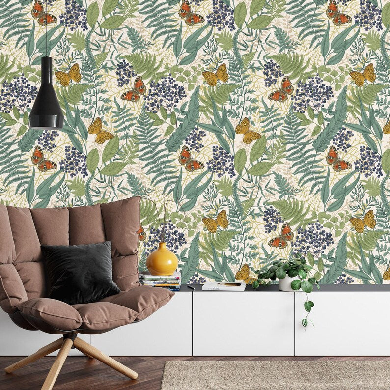 Art Deco Floral Wallpaper Mural, Art Print